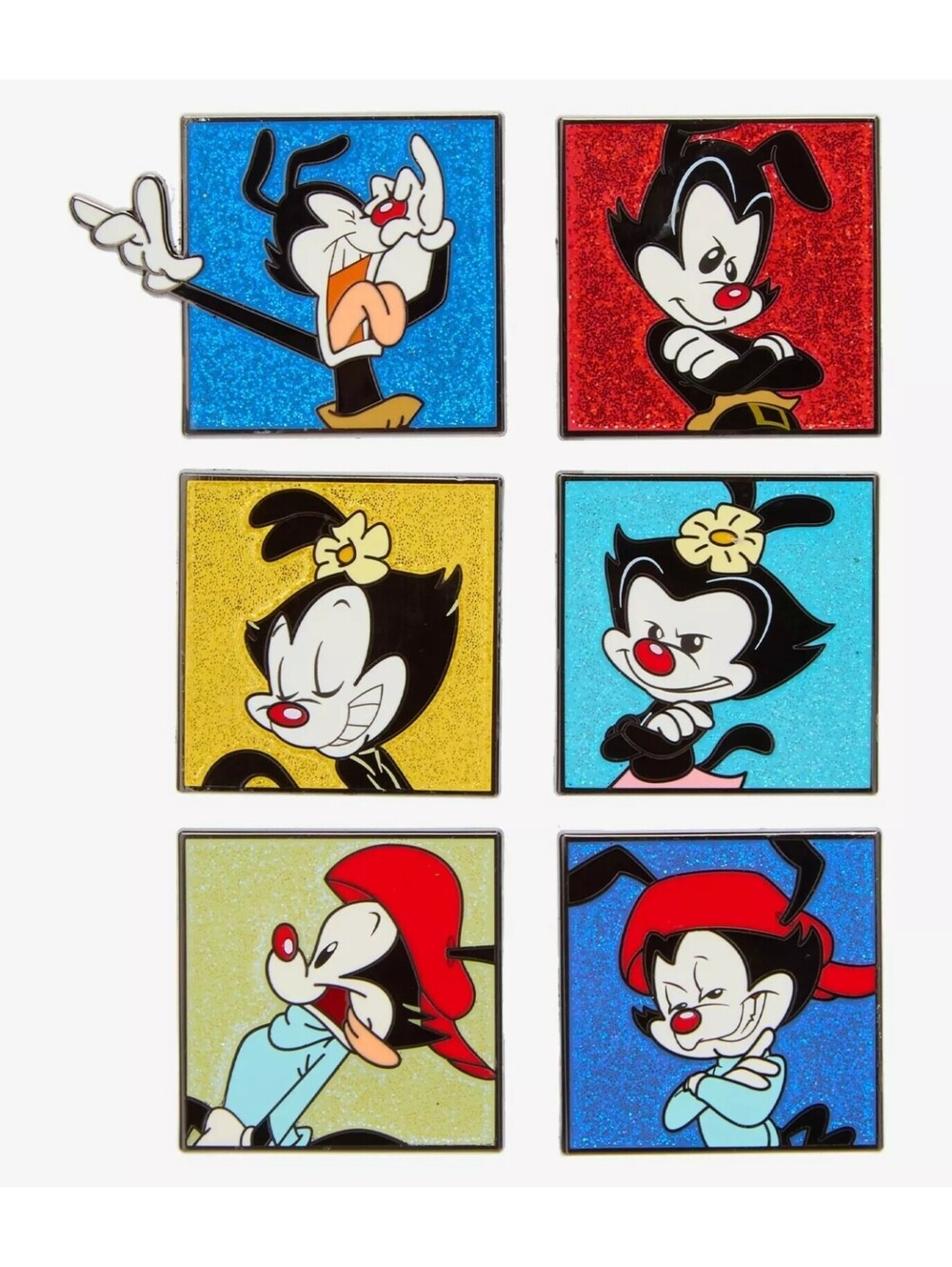 Warner Bros Animaniacs COMPLETE SET GLITTER Portrait Enamel Metal Pin Combo Set